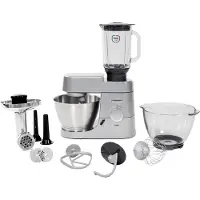 Kenwood KVC3173S/W CHEF KÃ1/4chenmaschine, Edelstahlgehäuse, 1000 Watt, 4,6 l Behälter, Standmixeraufsatz, Fleischwolfaufsatz, Geschwindigkeiten stufenlos einstellbar