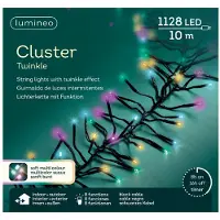 Lumineo Lichterkette CLUSTER TWINKLE 1128 LED 10,5 m Sanftes BUNT