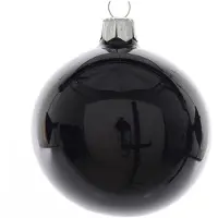 Décoris 6 Weihnachtskugeln 6cm Glas mundgeblasen Christbaumkugeln schwarz glänzend