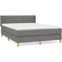 vidaXL Boxspringbett mit Matratze Dunkelgrau 140x200 cm Stoff