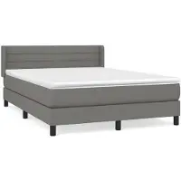 vidaXL Boxspringbett mit Matratze Dunkelgrau 140x190 cm Stoff