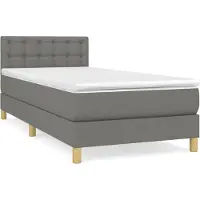 vidaXL Boxspringbett mit Matratze Dunkelgrau 90x200 cm Stoff