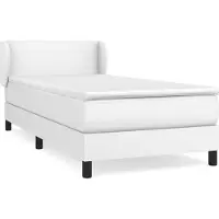 vidaXL Boxspringbett mit Matratze Weiß 100x200 cm Kunstleder