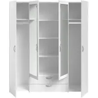 You do it Kleiderschrank mit weißem Nachbildung 4 Flügeltüren + 2 Spiegel + 2 Schubladen 160 x 51 x Höhe 185 cm
