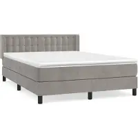 vidaXL Boxspringbett mit Matratze Hellgrau 140x190 cm Samt