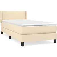 vidaXL Boxspringbett mit Matratze Creme 100x200 cm Stoff