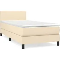 vidaXL Boxspringbett mit Matratze Creme 80x200 cm Stoff