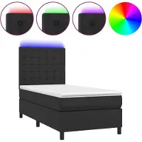 vidaXL Boxspringbett mit Matratze & LED Schwarz 100x200 cm Kunstleder