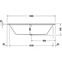 Duravit No. 1 Rechteck-Badewanne 180 x 80 cm mit 2 Rückenschrägen