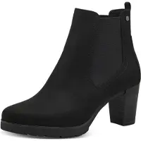 Tamaris Stiefelette , Damen, Gr. 38, Synthetik Textil, schwarz, Elastischer Einsatz, Textil, Veloursleder, unifarben, Schuhe Stiefelette, mit Stretcheinsatz, Topseller