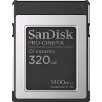 SanDisk PRO-CINEMA CFexpress, 320 GB, CFexpress, 1700 MB/s, 1500 MB/s, Schwarz