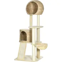 PawHut Kratzbaum, Kletterbaum mit Katzenhaus, Katzenbaum mit Rampe, Spielbaum