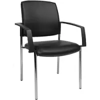 Topstar Besucherstuhl BtoB 10, Kunstleder, desinfektionsmittelbeständig, stapelbar, mit Armlehnen, 2er-Set, schwarz