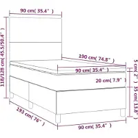vidaXL Boxspringbett mit Matratze Hellgrau 90x190 cm Samt
