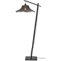 Good&Mojo - Stehleuchte Ibiza - Bambus Schwarz - 77x50x150cm für Wohnzimmer, Schlafzimmer