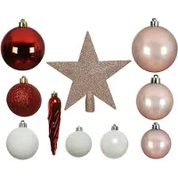 Décoris Weihnachtskugeln Mix 33 Stk. rosa/rot/weiß Weihnachten (multi)