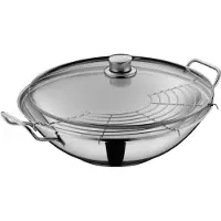 WMF Taiwan 07.9836.6040, Rund, Wok-/Bratpfanne, Edelstahl, Keine Beschichtung, Edelstahl, Glas