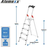 Hailo Stufenleiter XXL Easyclix Silber 5 Stufen 400 mm x 1630 mm