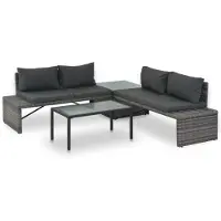 vidaXL 3-tlg. Garten-Lounge-Set mit Polstern Poly Rattan Grau