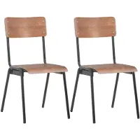 vidaXL Esszimmerstühle 2 Stk. Braun Massives Sperrholz Stahl