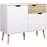 Ebuy24 Napoli Sideboard mit 1 Schublade und 2 Türen weiss/Eiche.