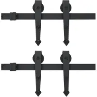 vidaXL Schiebetür-Beschlagsatz 2x183 cm Stahl Schwarz