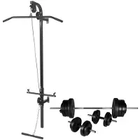 vidaXL Fitnessstation Wandmontage mit Langhantel Kurzhantel Set 60,5kg