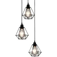 vidaXL Deckenleuchte mit Diamant-Design Schwarz 3 x E27 Glühbirnen