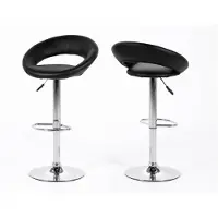 Ebuy24 Plus Barhocker in schwarzen Kunstleder, mit Chrom Fuss und Gasdruckfeder.