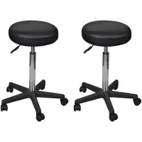 vidaXL Bürohocker 2 Stk. Schwarz 35,5x84 cm Kunstleder