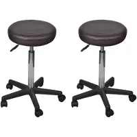 vidaXL Bürohocker 2 Stk. Braun 35,5x84 cm Kunstleder