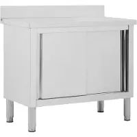 vidaXL Arbeitsschrank mit Schiebetüren Edelstahl | : Größe - 100x50x(95-97) cm