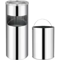 vidaXL Mülleimer mit Aschenbecher 30 L Edelstahl