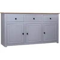 vidaXL Sideboard Grau 135x40x80 cm Kiefernholz Panama