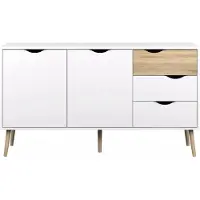 Ebuy24 Napoli Sideboard mit 3 Schubladen und 2 Türen weiss/Eiche.