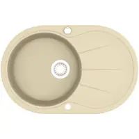 vidaXL Granitspüle Einzelbecken Oval Beige