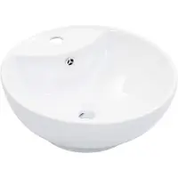 vidaXL Waschbecken mit Überlauf 46,5 x 18 cm Keramik Weiß