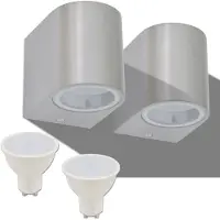 vidaXL LED Außenwandleuchten 2 Stk. Rund Abwärts