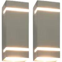 vidaXL Außenwandleuchten 2 Stk. 35 W Silbern Rechteckig