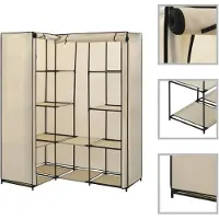 vidaXL Eckkleiderschrank Creme 130 x 87 x 169 cm