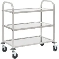 vidaXL 3-Stufiger Servierwagen 95x45x83,5 cm Edelstahl