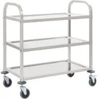vidaXL 3-Stufiger Servierwagen 96,5 x 55 x 90 cm Edelstahl