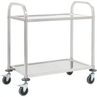 vidaXL 2-Stufiger Servierwagen 96,5 x 55 x 90 cm Edelstahl