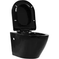 vidaXL Wand-WC ohne Spülrand Keramik Schwarz