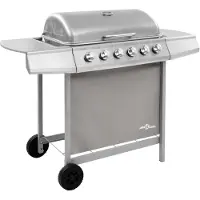 vidaXL Gasgrill mit 6 Brennern Silberfarbe