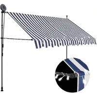 vidaXL Einziehbare Markise Handbetrieben mit LED 300 cm Blau und Weiß