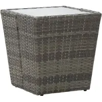 vidaXL Beistelltisch Grau 41,5x41,5x43 cm Poly Rattan und Hartglas