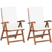 vidaXL Garten-Liegestühle 2 Stk. mit Auflagen Massivholz Teak