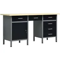 vidaXL Arbeitstisch Schwarz 160 x 60 x 85 cm Stahl