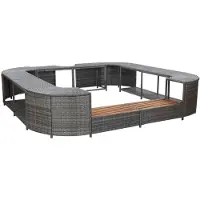 vidaXL Whirlpool-Umrandung Quadratisch Grau 268x268x55 cm Poly Rattan
